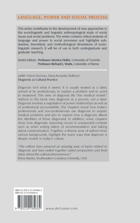Produktbild: Diagnosis as Cultural Practice