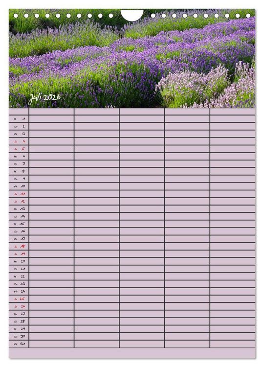 Produktbild: Naturzauber Lavendel - Familienplaner (Wandkalender 2026 DIN A4 hoch), CALVENDO Monatskalender