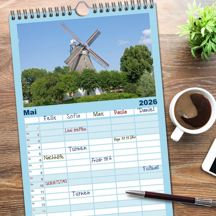 Produktbild: Familienplaner 2026 - Hamburg - Perle an der Elbe mit 5 Spalten (Wandkalender, 21 x 45 cm) CALVENDO