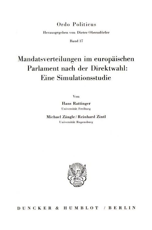 Produktbild: Mandatsverteilungen im europ&auml;ischen Parlament nach der Direktwahl: