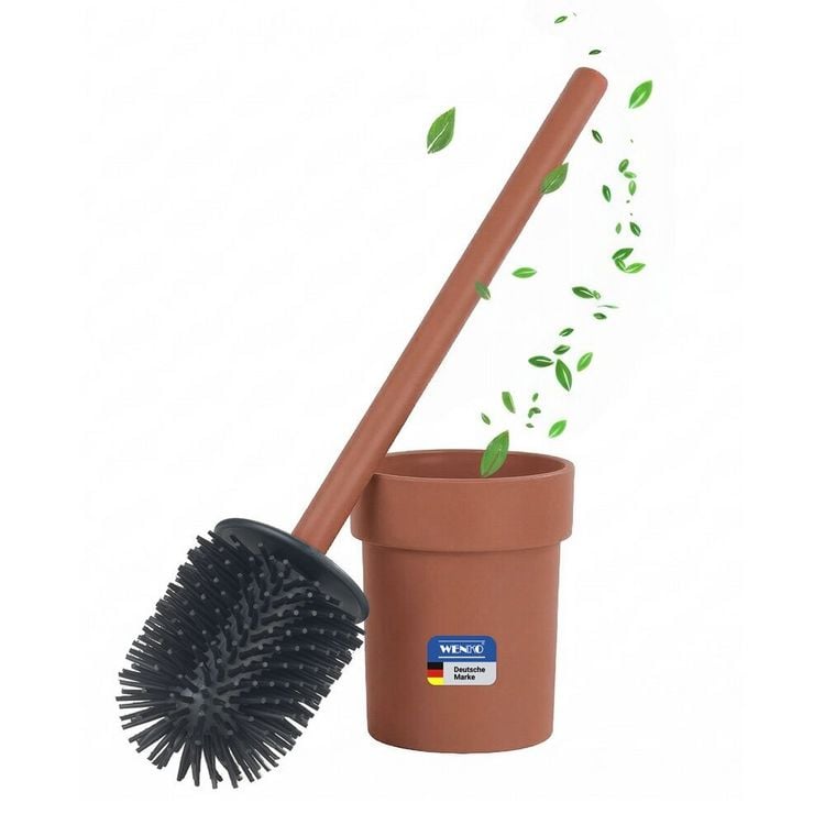 Produktbild: Turbo-Loc&reg; WC-Garnitur Mod. Lizan Braun, mit Silikon-B&uuml;rstenkopf, Befestigen ohne Bohren