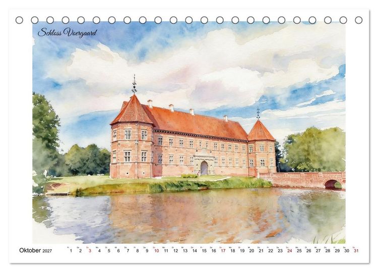Produktbild: Schl&ouml;ssertour durch D&auml;nemark (Tischkalender 2027 DIN A5 quer), CALVENDO Monatskalender