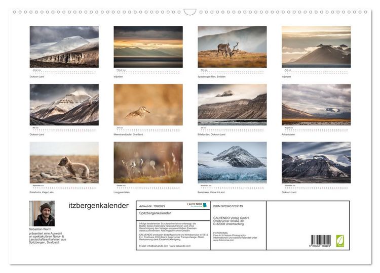 Produktbild: Spitzbergenkalender (Wandkalender 2026 DIN A2 quer), CALVENDO Monatskalender