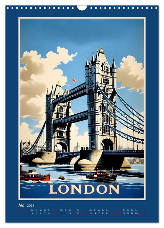Produktbild: City Travel Poster - nostalgische St&auml;dtereise um die Welt (Wandkalender 2026 DIN A3 hoch), CALVENDO Monatskalender