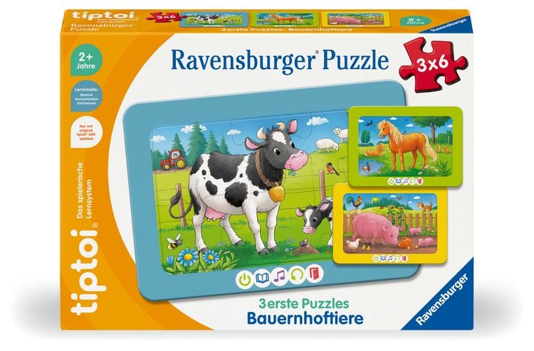 Produktbild: Tiptoi® 3 erste Puzzles: Bauernhoftiere - 3x6 Teile
