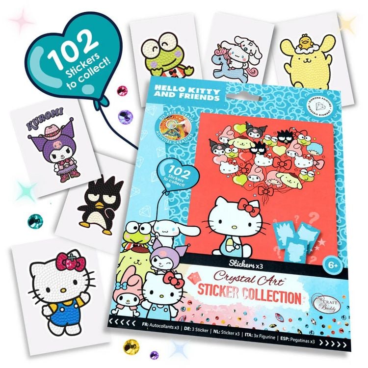 Produktbild: Craft Buddy CA-33HKUSTK - Crystal Art, Hello Kitty and Sticker Pack, Diamant-Malerei-Set