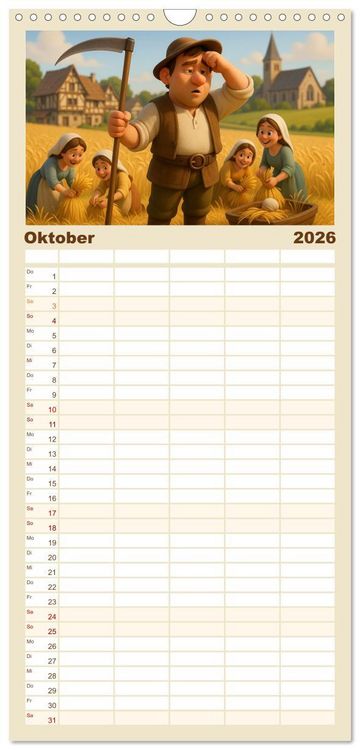 Produktbild: Familienplaner 2026 - Im Mittelalter handgemacht mit 5 Spalten (Wandkalender, 21 x 45 cm) CALVENDO