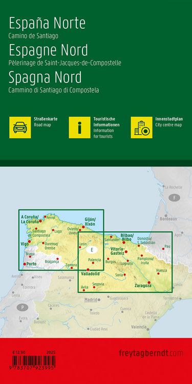 Produktbild: freytag & berndt Stra&szlig;enkarte Spanien Nord - Jakobsweg 1:400.000
