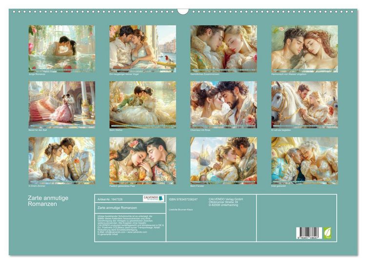 Produktbild: Zarte anmutige Romanzen (Wandkalender 2026 DIN A2 quer), CALVENDO Monatskalender