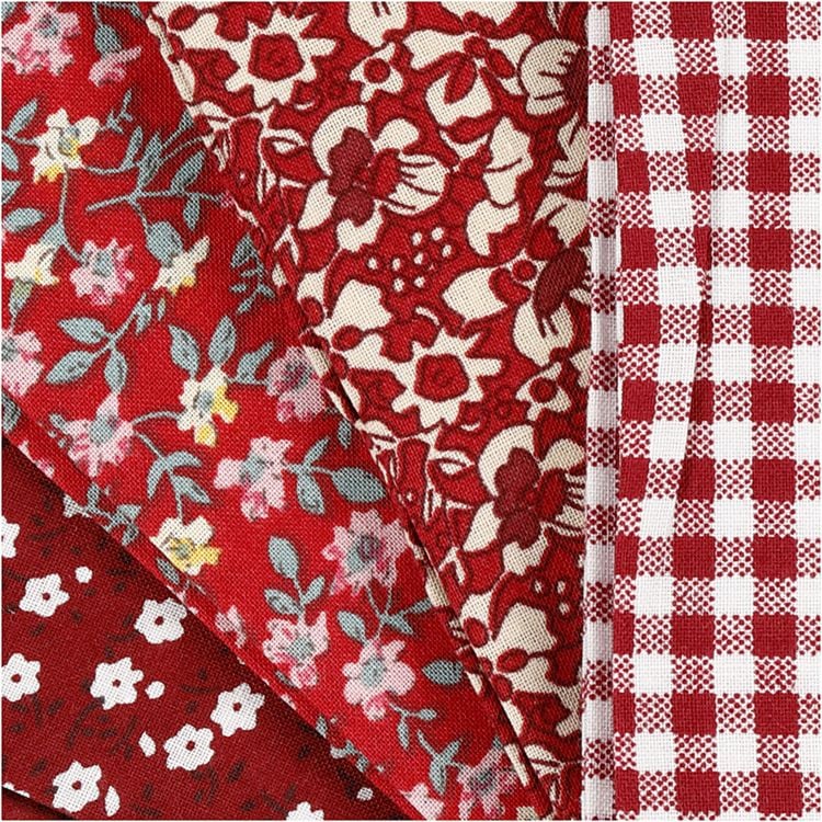 Produktbild: Creativ Company Patchwork-Stoff, Gr&ouml;&szlig;e 45x55 cm, 100 g, Rot, 4 Stk/ 1 B&uuml;ndl.