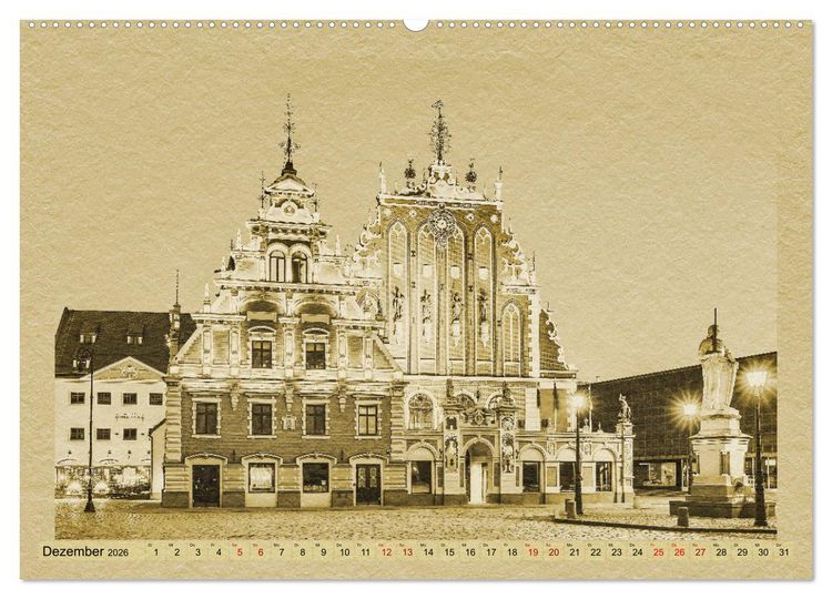 Produktbild: Riga &ndash; Ein Kalender im Zeitungsstil (hochwertiger Premium Wandkalender 2026 DIN A2 quer), Kunstdruck in Hochglanz