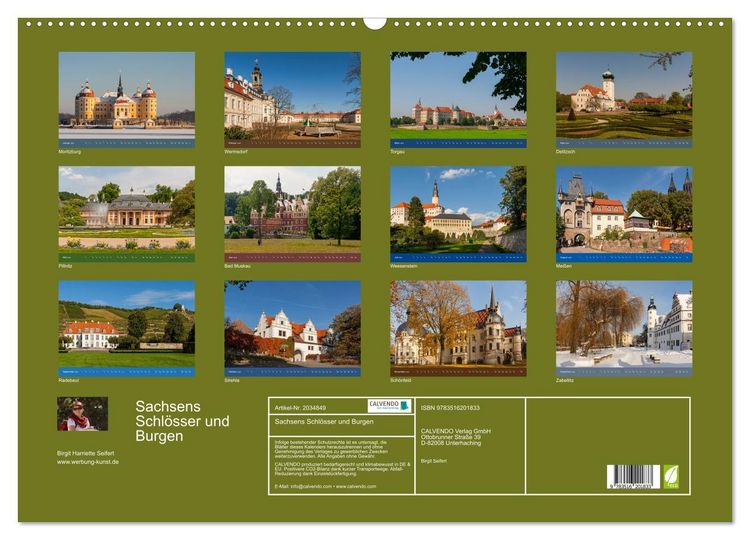 Produktbild: Sachsens Schl&ouml;sser und Burgen (Wandkalender 2026 DIN A2 quer), CALVENDO Monatskalender