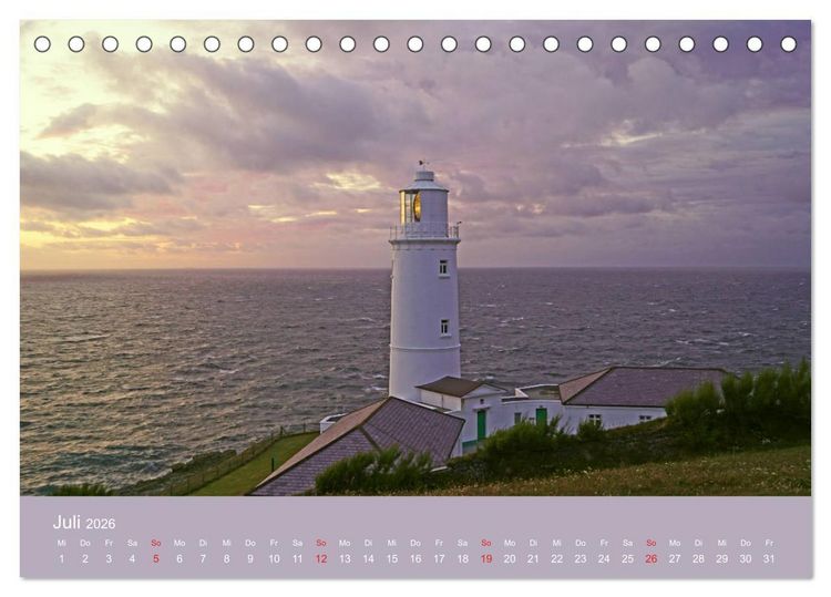 Produktbild: Englische Leuchtt&uuml;rme - Leuchtfeuer entlang Englands K&uuml;ste (Tischkalender 2026 DIN A5 quer), CALVENDO Monatskalender