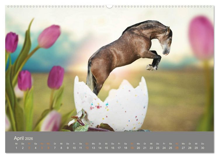 Produktbild: FANTASY Pferde Horses Caballos (hochwertiger Premium Wandkalender 2026 DIN A2 quer), Kunstdruck in Hochglanz