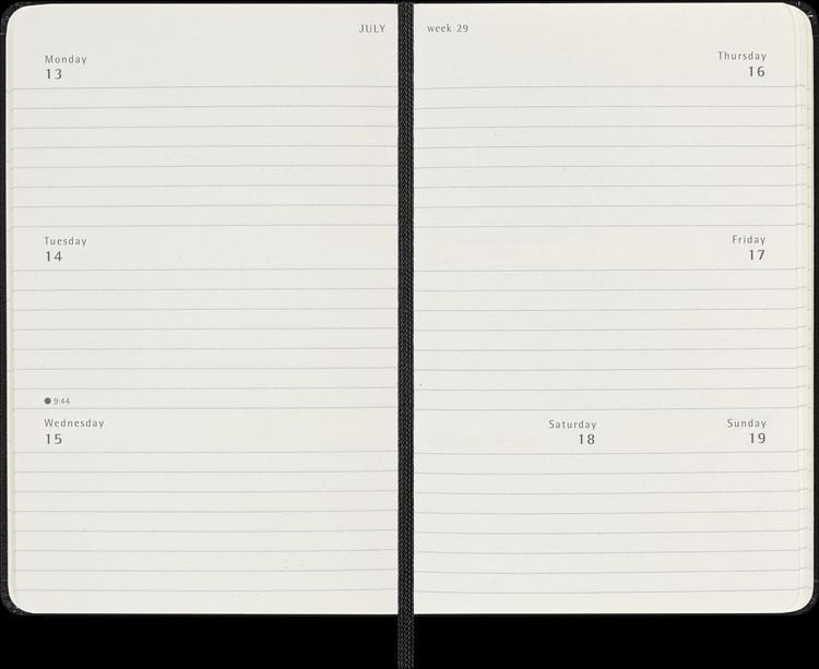 Produktbild: Moleskine 12 Monate Wochenkalender 2026, Pocket/A6, 1 Wo = 2 Seiten, horizontal, fester Einband, Schwarz