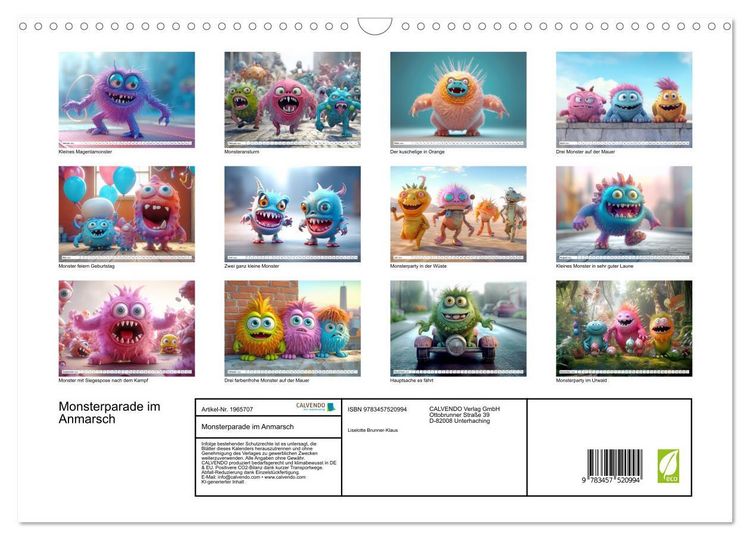 Produktbild: Monsterparade im Anmarsch (Wandkalender 2026 DIN A3 quer), CALVENDO Monatskalender