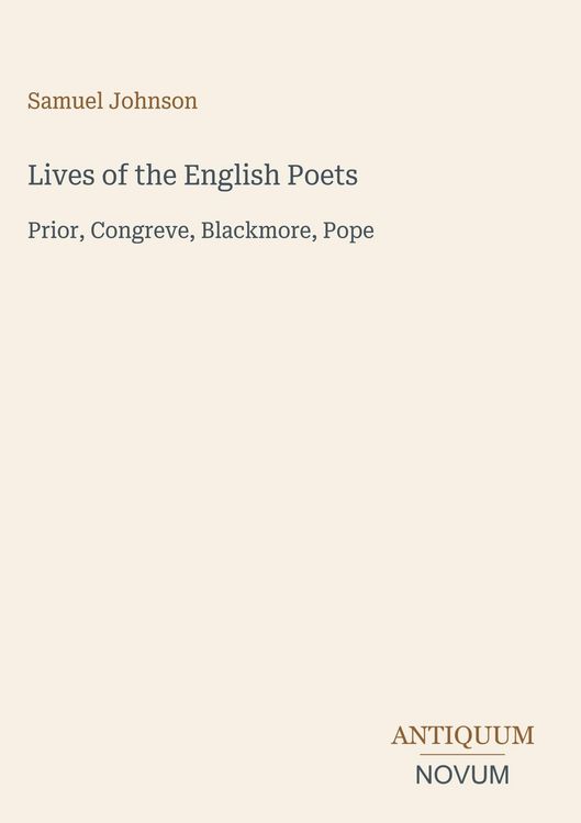 Produktbild: Lives of the English Poets