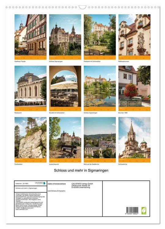 Produktbild: Schloss und mehr in Sigmaringen (Wandkalender 2027 DIN A2 hoch), CALVENDO Monatskalender