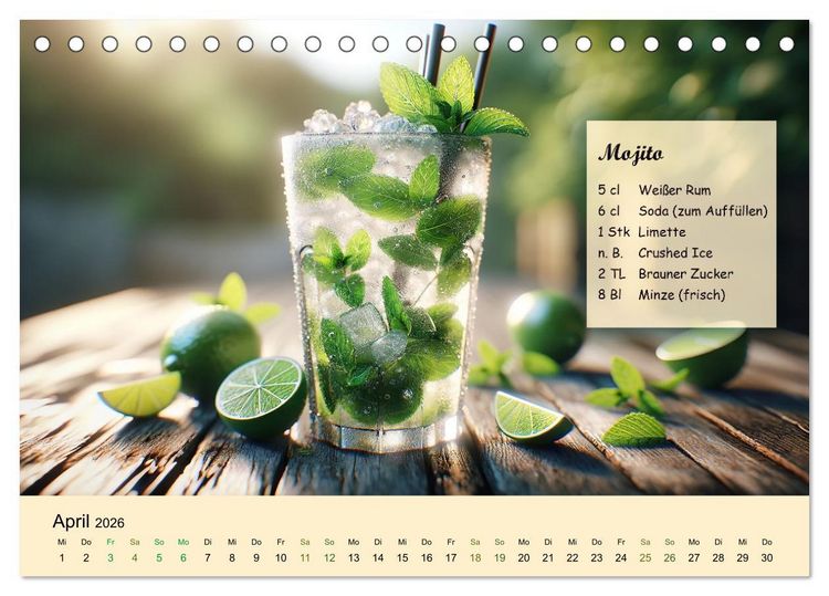 Produktbild: Cocktail-Klassiker (Tischkalender 2026 DIN A5 quer), CALVENDO Monatskalender