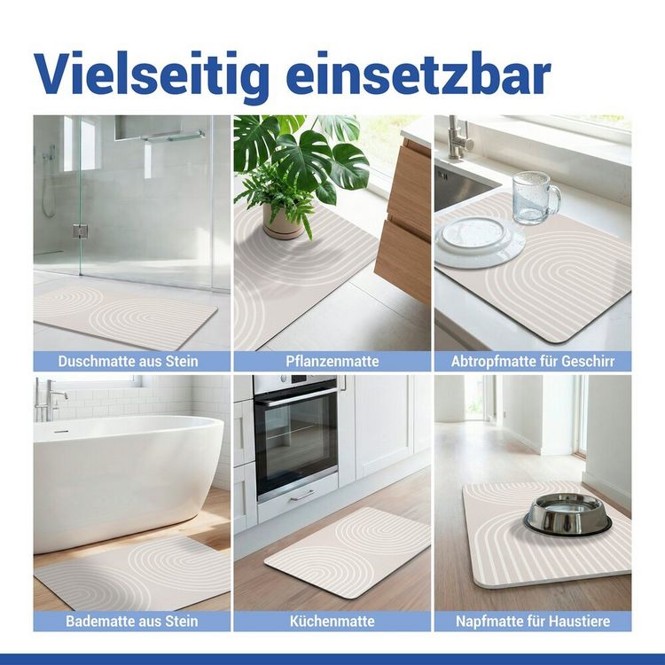 Produktbild: Diatomit Badematte Mod. Nazca, 80 x 50 cm, schnelltrocknend und rutschsicher