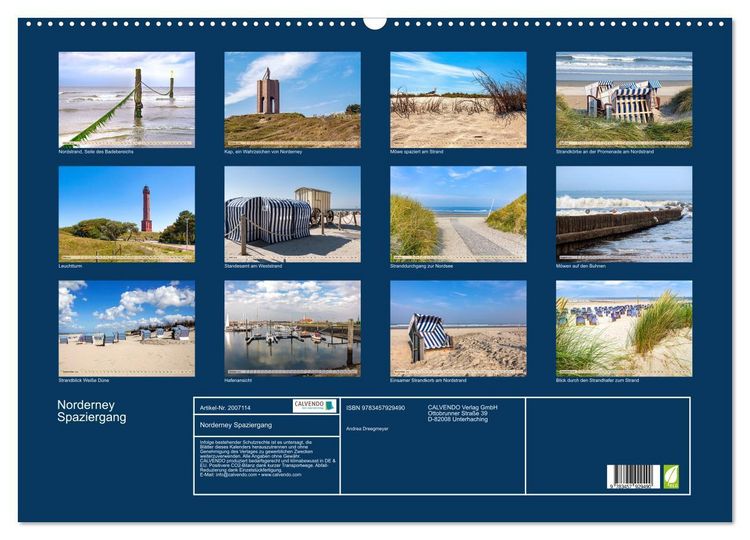 Produktbild: Norderney Spaziergang (Wandkalender 2026 DIN A2 quer), CALVENDO Monatskalender
