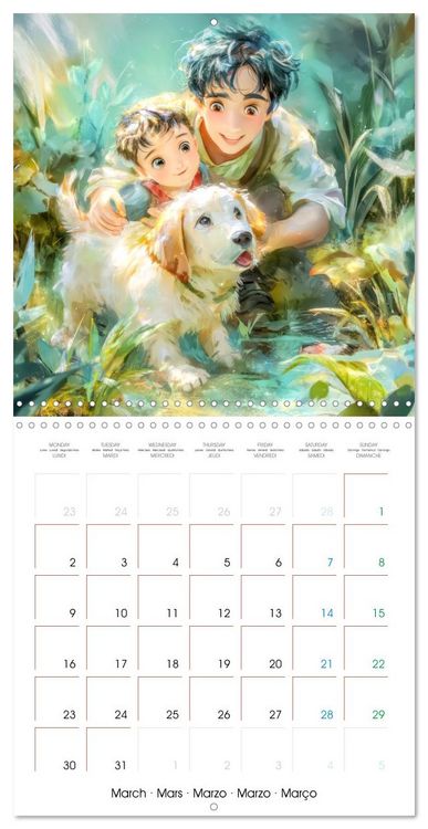 Produktbild: En famille ou entre amis - Inspir&eacute; du style Manga (Calendrier mural carr&eacute; 2026 30x30 cm) Calendrier double avec une page pour vos prises de notes