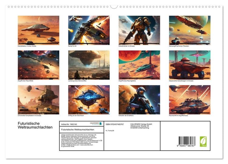 Produktbild: Futuristische Weltraumschlachten (hochwertiger Premium Wandkalender 2026 DIN A2 quer), Kunstdruck in Hochglanz