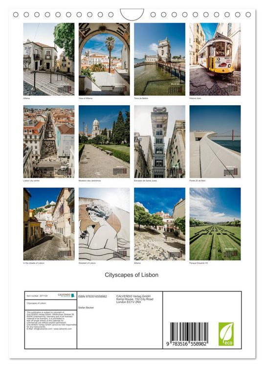 Produktbild: Cityscapes of Lisbon (Wall Calendar 2026 DIN A4 portrait), CALVENDO 12 Month Wall Calendar