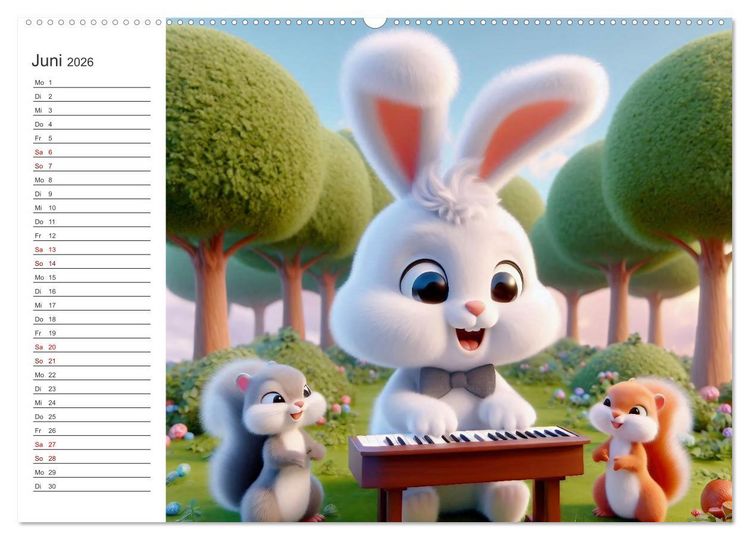 Produktbild: Musikalische Waldtiere (hochwertiger Premium Wandkalender 2026 DIN A2 quer), Kunstdruck in Hochglanz