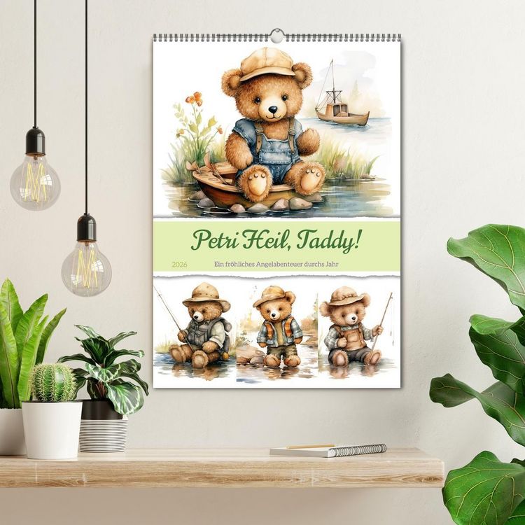 Produktbild: Petri Heil, Taddy! (Wandkalender 2026 DIN A2 hoch), CALVENDO Monatskalender