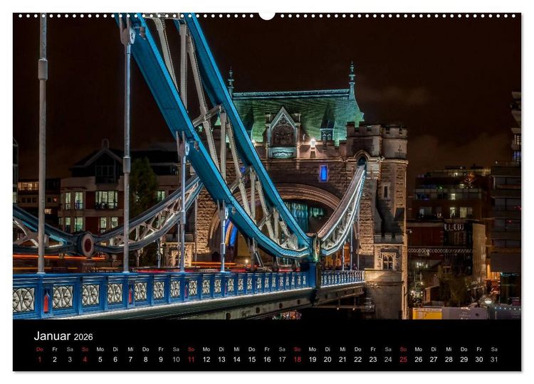 Produktbild: London - Nachts an der Themse (Wandkalender 2026 DIN A2 quer), CALVENDO Monatskalender