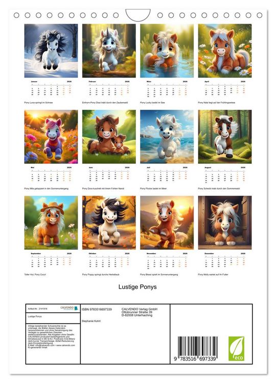 Produktbild: Lustige Ponys (Wandkalender 2026 DIN A4 hoch), CALVENDO Monatskalender