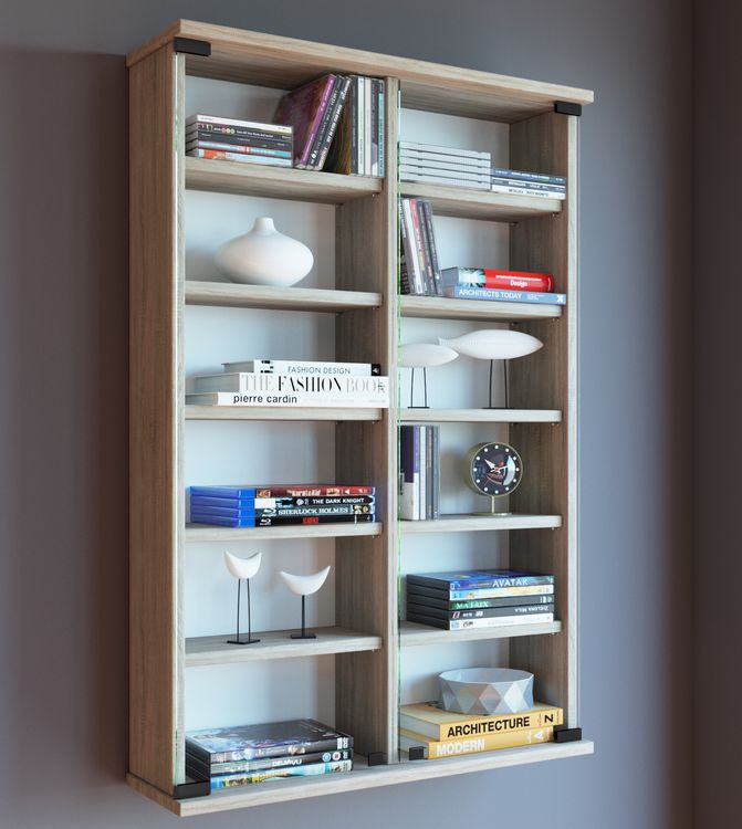 Produktbild: Holz CD DVD Wandregal Schrank Zuntisa Glast&uuml;r