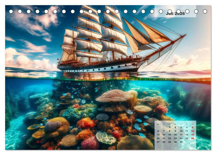 Produktbild: Die Befreiung der Flaschenschiffe - Historische Segelschiffe (Tischkalender 2026 DIN A5 quer), CALVENDO Monatskalender