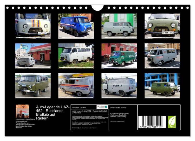 Produktbild: Auto-Legende UAZ-452 - Russlands Brotlaib auf R&auml;dern (Wandkalender 2026 DIN A4 quer), CALVENDO Monatskalender