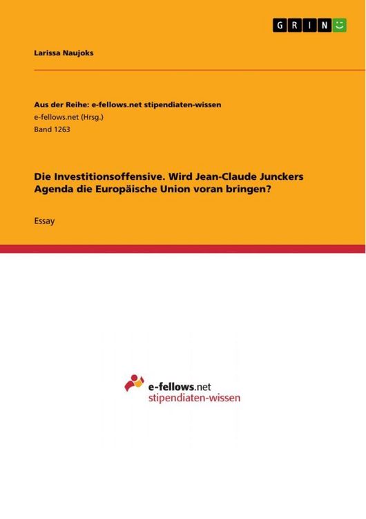 Produktbild: Die Investitionsoffensive. Wird Jean-Claude Junckers Agenda die Europ&auml;ische Union voran bringen?