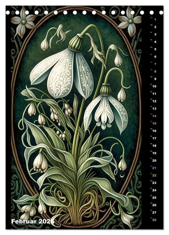Produktbild: Jugendstil Blumen (Tischkalender 2026 DIN A5 hoch), CALVENDO Monatskalender