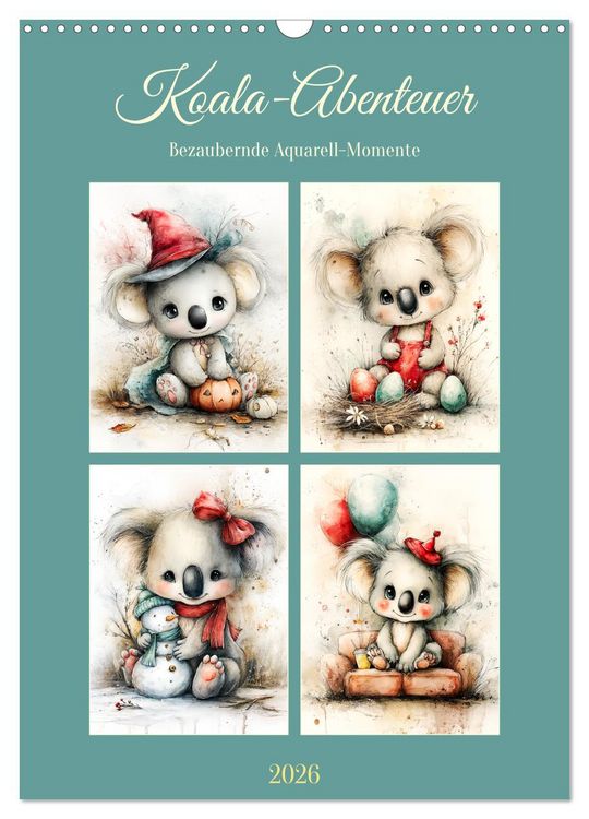 Produktbild: Koala-Abenteuer. Bezaubernde Aquarell-Momente (Wandkalender 2026 DIN A3 hoch), CALVENDO Monatskalender