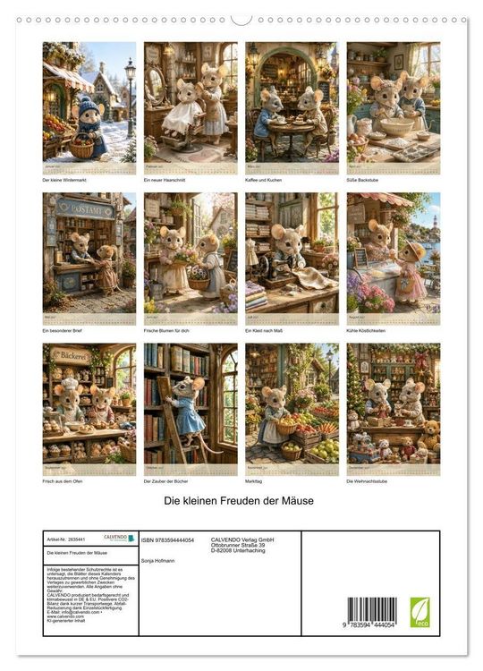 Produktbild: Die kleinen Freuden der M&auml;use (hochwertiger Premium Wandkalender 2027 DIN A2 hoch), Kunstdruck in Hochglanz