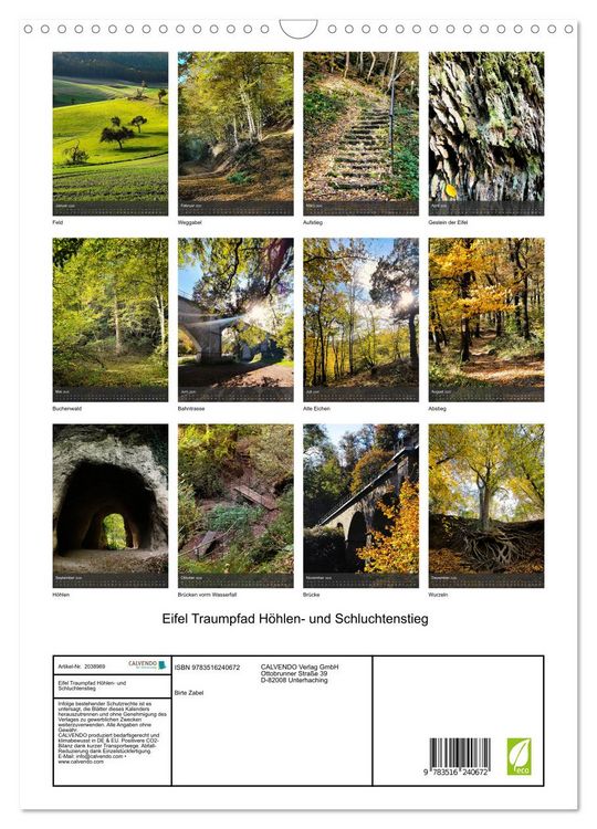 Produktbild: Eifel Traumpfad H&ouml;hlen- und Schluchtenstieg (Wandkalender 2026 DIN A3 hoch), CALVENDO Monatskalender