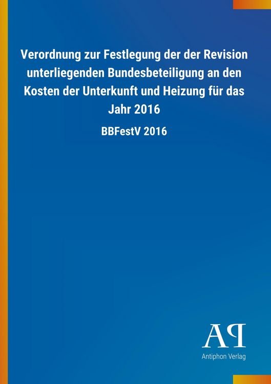 Produktbild: Verordnung zur Festlegung der der Revision unterliegenden Bu