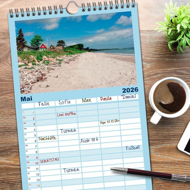 Produktbild: Familienplaner 2026 - Sams&ouml; die d&auml;nische Trauminsel im Kattegat mit 5 Spalten (Wandkalender, 21 x 45 cm) CALVENDO
