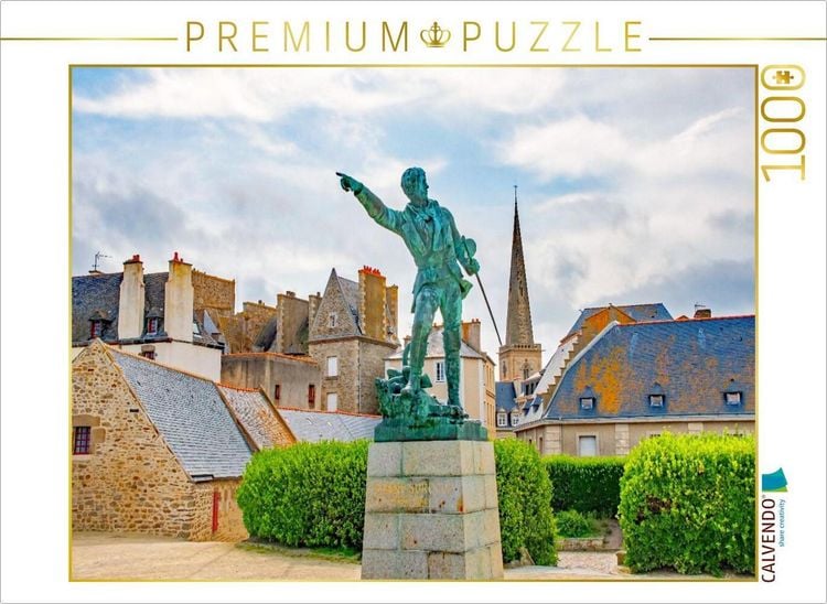 Produktbild: CALVENDO Puzzle Statue Robert Surcouf, Saint Malo, Bretagne, Frankreich | 1000 Teile Lege-Gr&ouml;&szlig;e 64x48cm Foto-Puzzle f&uuml;r gl&uuml;ckliche Stunden