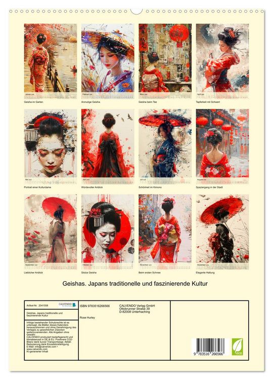 Produktbild: Geishas. Japans traditionelle und faszinierende Kultur (hochwertiger Premium Wandkalender 2026 DIN A2 hoch), Kunstdruck in Hochglanz