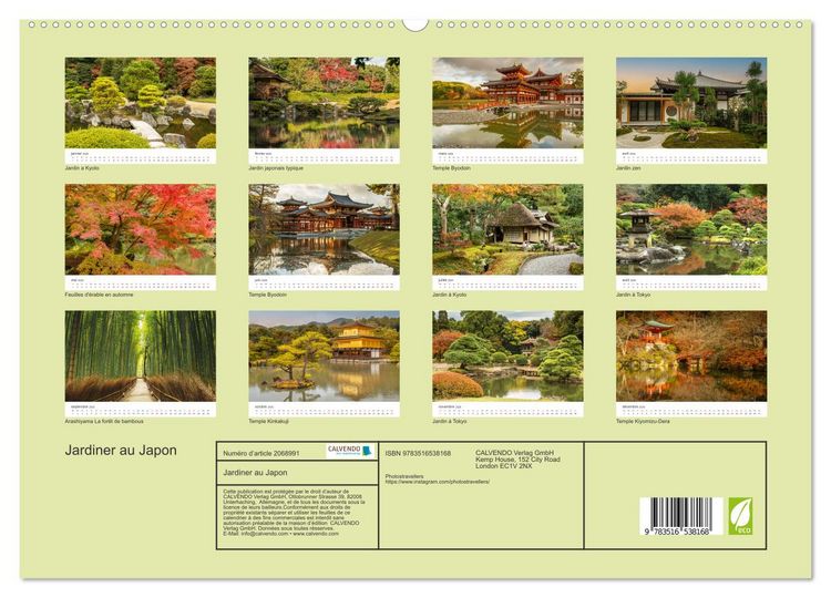 Produktbild: Jardiner au Japon (Calendrier mural 2026 DIN A2 vertical) calendrier de bureau