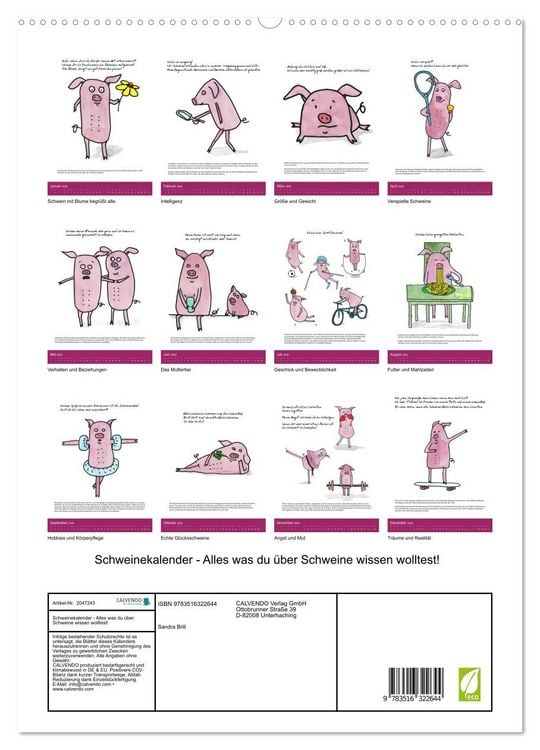 Produktbild: Schweinekalender - Alles was du &uuml;ber Schweine wissen wolltest! (hochwertiger Premium Wandkalender 2026 DIN A2 hoch), Kunstdruck in Hochglanz