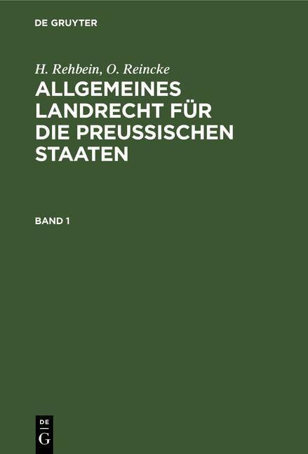Produktbild: Allgemeines Landrecht f&uuml;r die Preu&szlig;ischen Staaten. Band 1