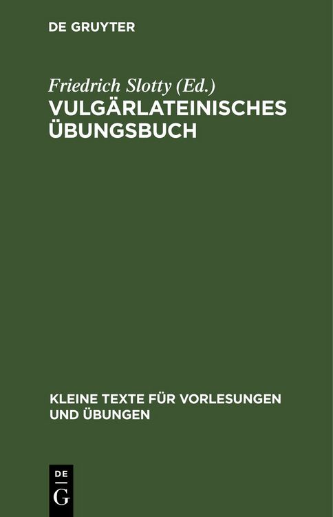 Produktbild: Vulg&auml;rlateinisches &Uuml;bungsbuch