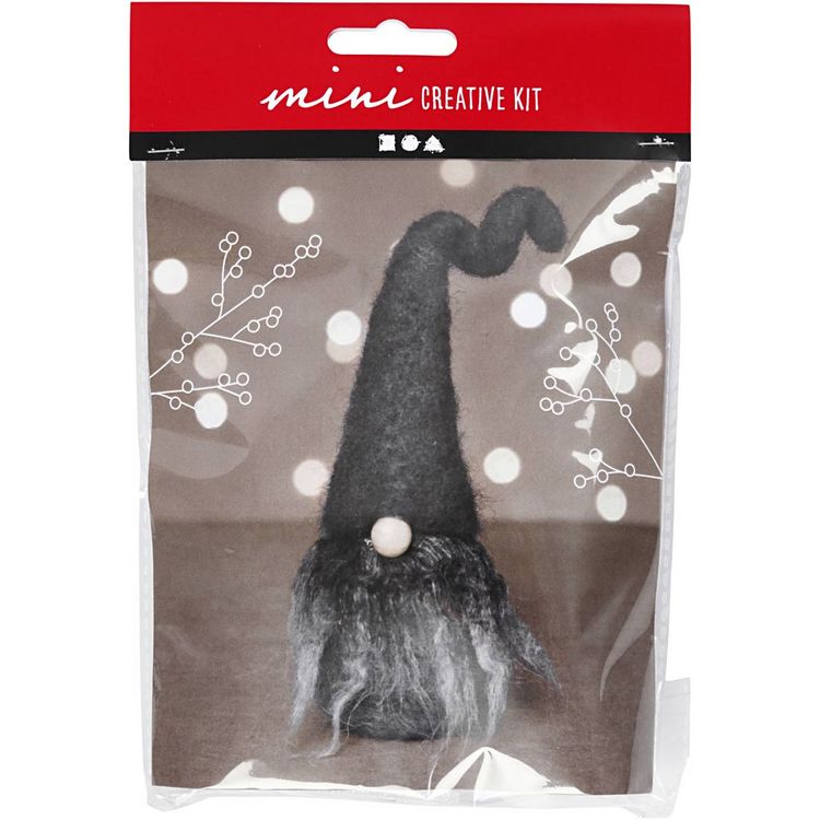 Produktbild: Creativ Company DIY Sets Nadelfilzen Mini Kreativ Set, Grau Melange, Weihnachtswichtel, H 13 cm, Kreativ Box