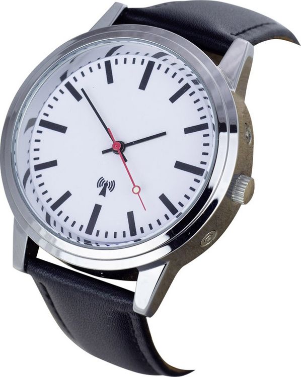 Produktbild: EUROTIME Funk Armbanduhr 62528 (&Oslash; x H) 40 mm x 11 mm Edelstahl Geh&auml;usematerial=Metall Material (Armband)=Leder